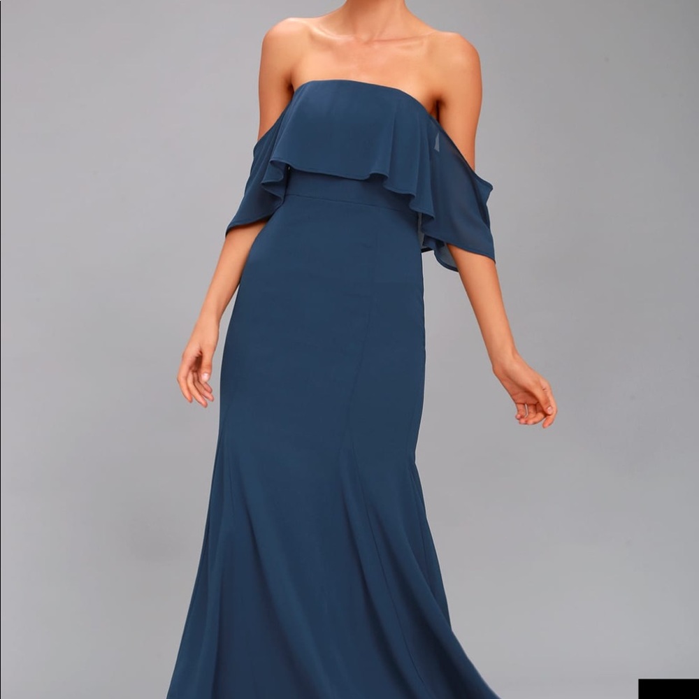 Lulu’s Blue Off-The-Shoulder Dress